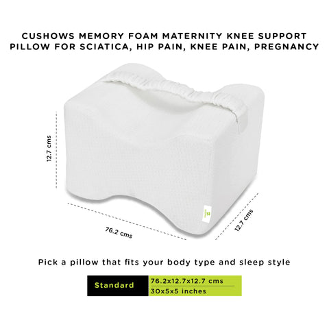 Cushows Memory Foam Maternity Knee Support Pillow for Sciatica, Hip Pain, Knee Pain, Pregnancy
