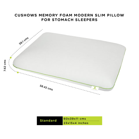 Cushows Memory Foam Modern Slim Pillow For Stomach Sleepers