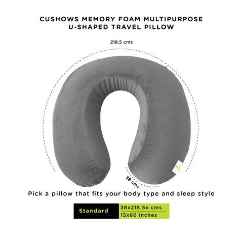 Cushows Memory Foam Multipurpose U-shaped Travel Pillow
