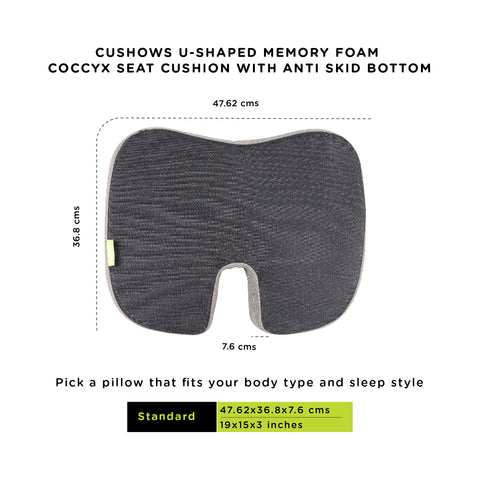 Cushows U-Shaped Memory Foam Coccyx Seat Cushion With Anti Skid Bottom