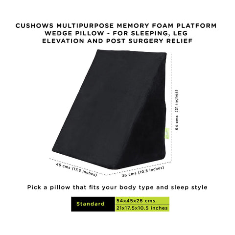 Cushows Multipurpose Memory Foam Platform Wedge Pillow - For Sleeping, Leg Elevation and Post Surgery Relief