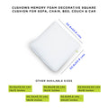Cushows Memory Foam Decorative Square Cushion For Sofa, Chair, Bed, Couch & Car